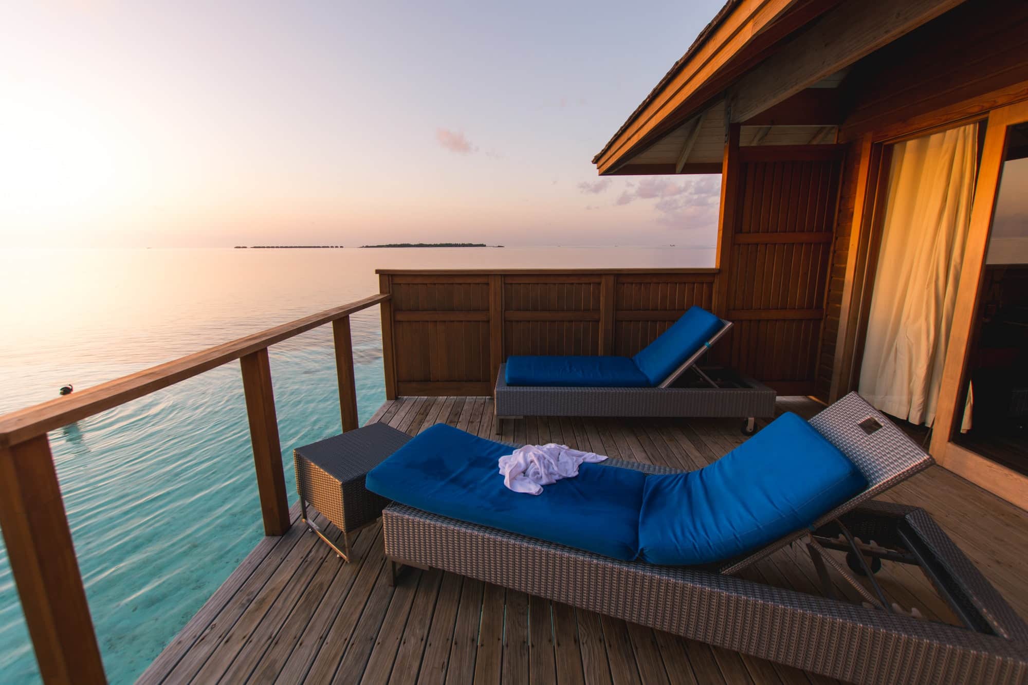 Beautiful tropical Maldives resort hotel and island with beach.