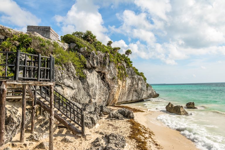 Caribbean beach at Mayan Ruins of Tulum - Tulum, Mexico