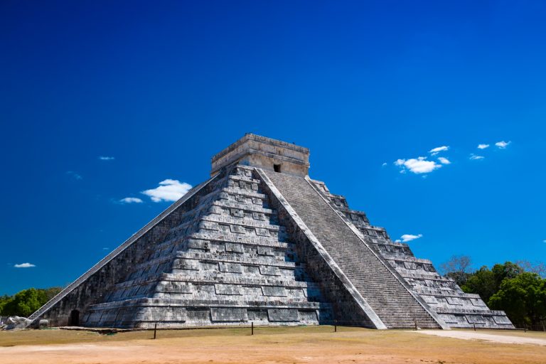 Chichen Itza under blue sky