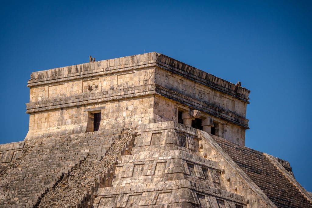 Detail of Mayan Temple pyramid of Kukulkan, - Chichen Itza, Yucatan, Mexico